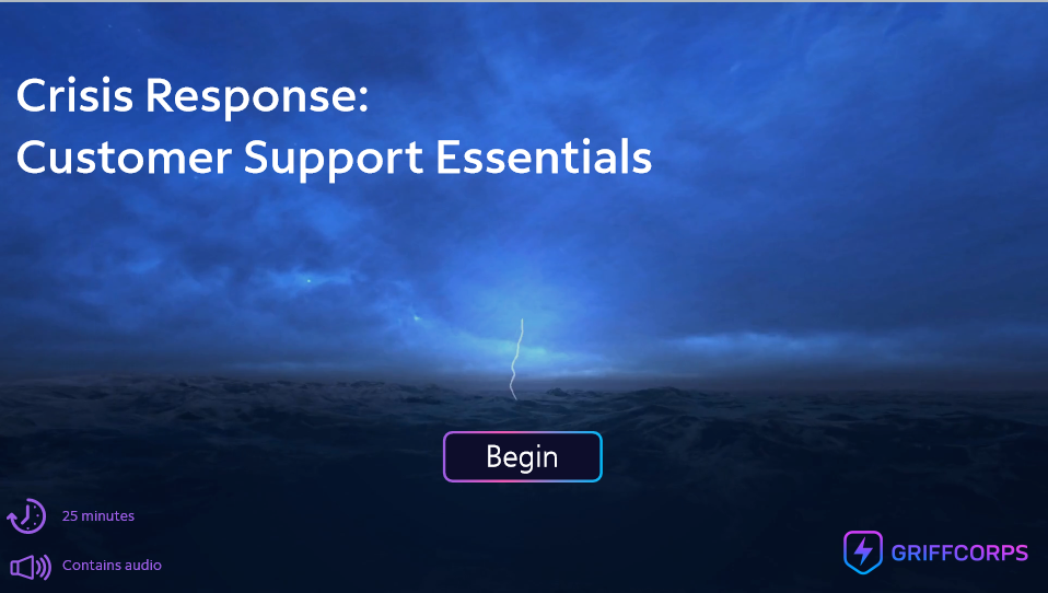 Title screen for GriffCorps Crisis Response Training